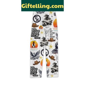 Toby Keith patriotic polyester pajamas set with red white and blue design