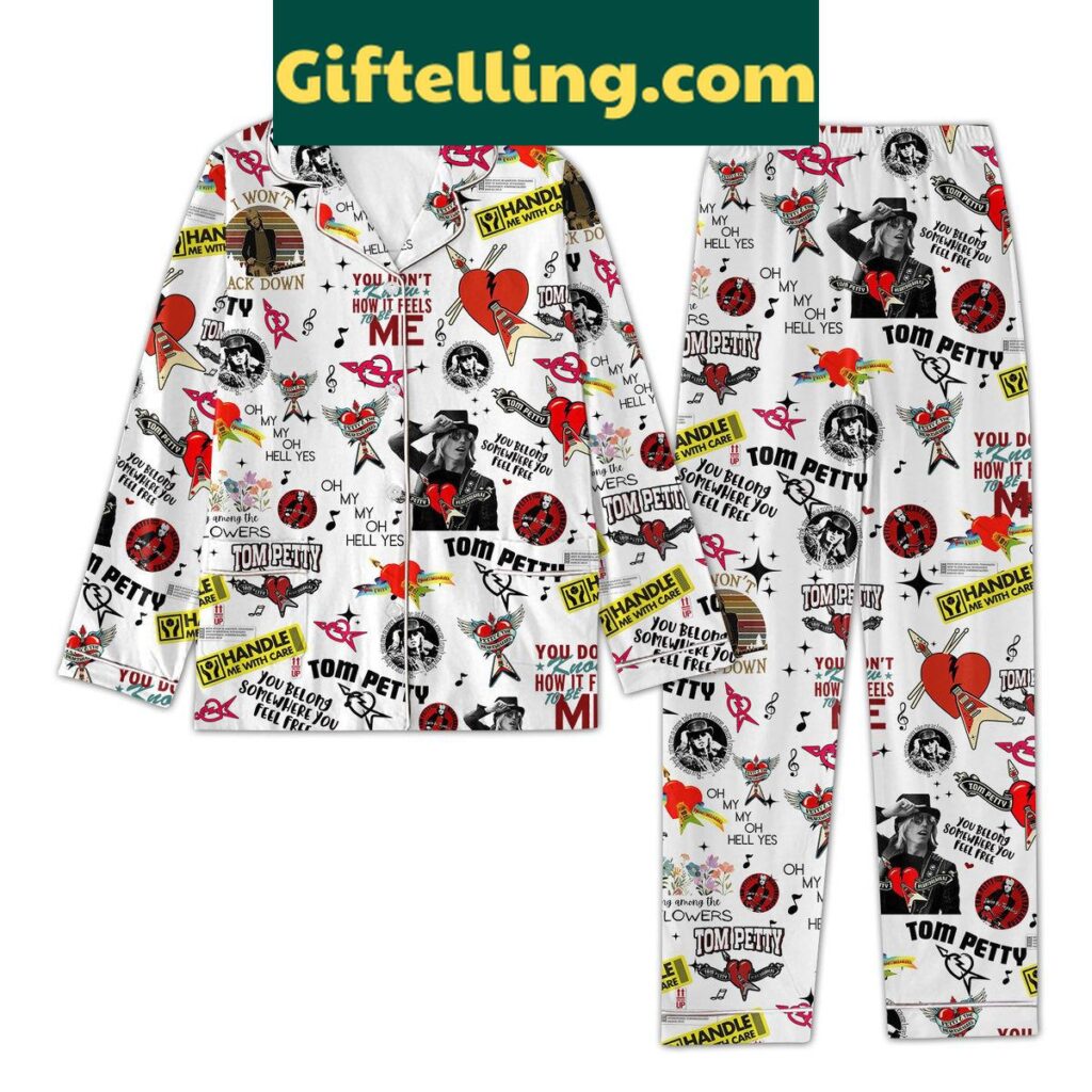 Tom Petty You Belong Somewhere You Feel Free Christmas Polyester Pajamas Set