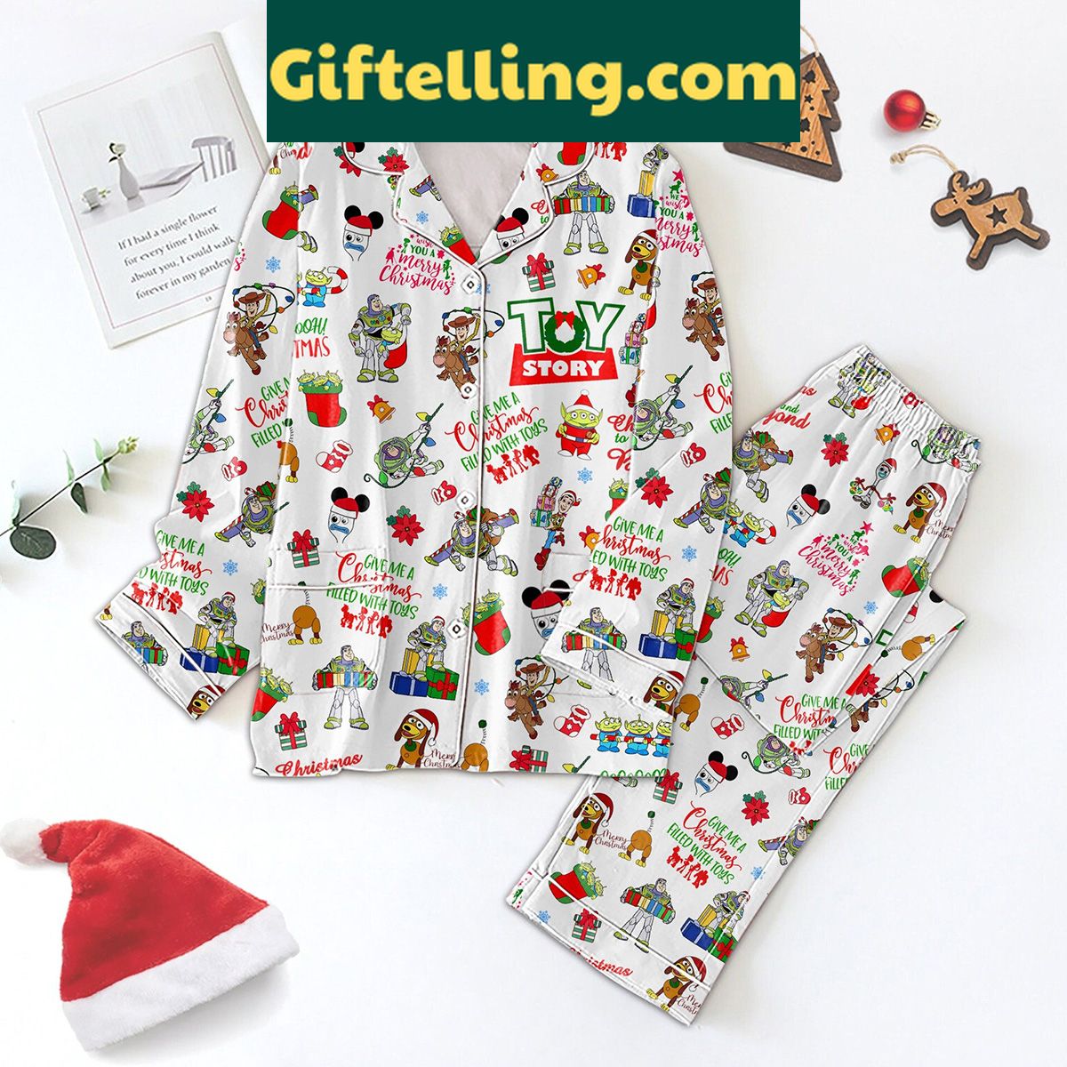 toy-story-christmas-pajamas-set-for-kids-woody-and-buzz-lightyear-silk-pjs-1 Toy Story Christmas Pajamas Set for Kids featuring Woody and Buzz Lightyear