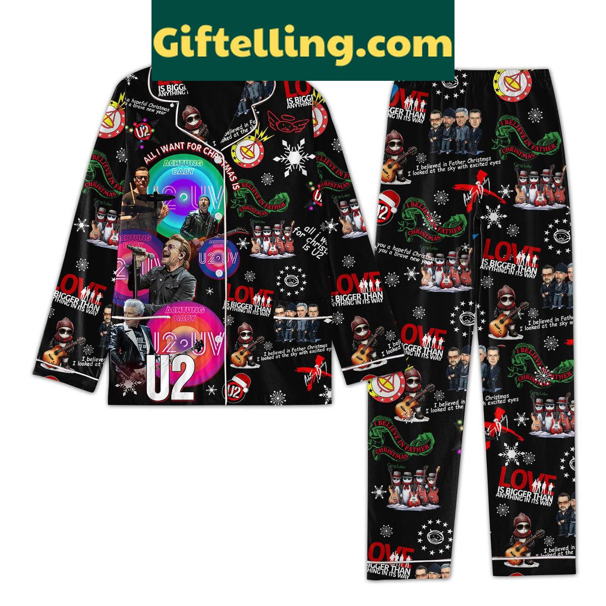 u2-all-i-want-for-christmas-achtung-baby-pajamas-set-for-holiday-fans-1 U2 All I Want For Christmas Achtung Baby Pajamas Set