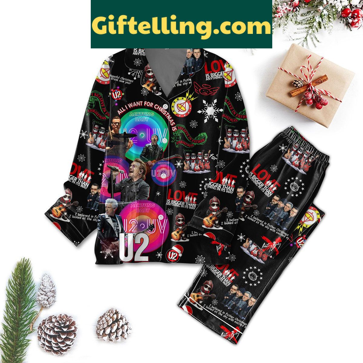 u2-all-i-want-for-christmas-achtung-baby-pajamas-set-for-holiday-fans-2 U2 All I Want For Christmas Achtung Baby Pajamas Set