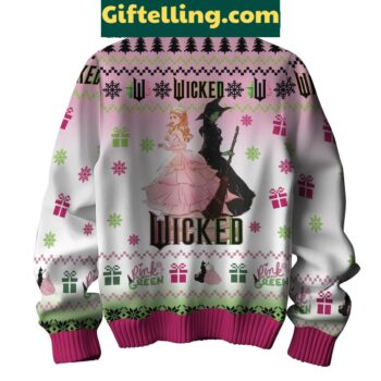 Wicked Pink Goes Good With Green Ugly Christmas Sweater for Movie Lovers