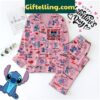 Women's Valentine's Day Polyester Pajamas Set with Stitch Happy My Valentine Design