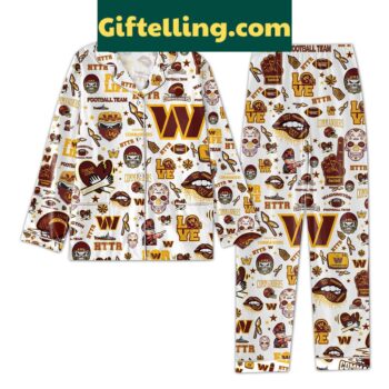 Washington Commanders Skull Love Pajamas Set