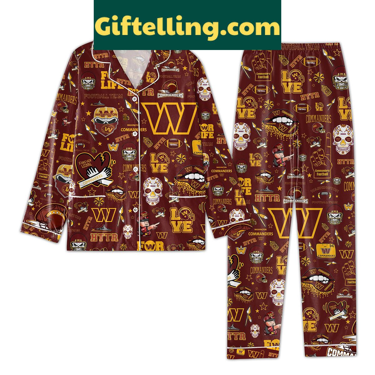 washington-commanders-forever-loyal-love-pajamas-set-for-the-ultimate-fan-1 Washington Commanders Forever Loyal Love Pajamas Set for women