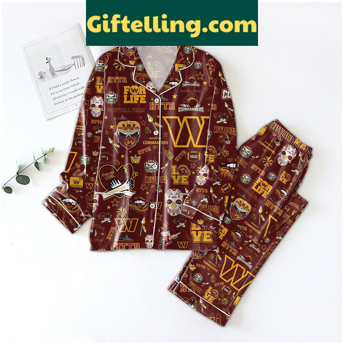 washington-commanders-forever-loyal-love-pajamas-set-for-the-ultimate-fan-2 Washington Commanders Forever Loyal Love Pajamas Set for women