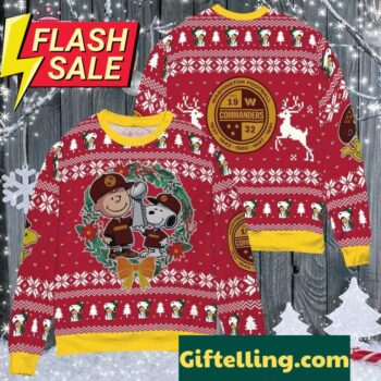 Washington Commanders NFL Snoopy Charates Movies Ugly Christmas Sweater front view