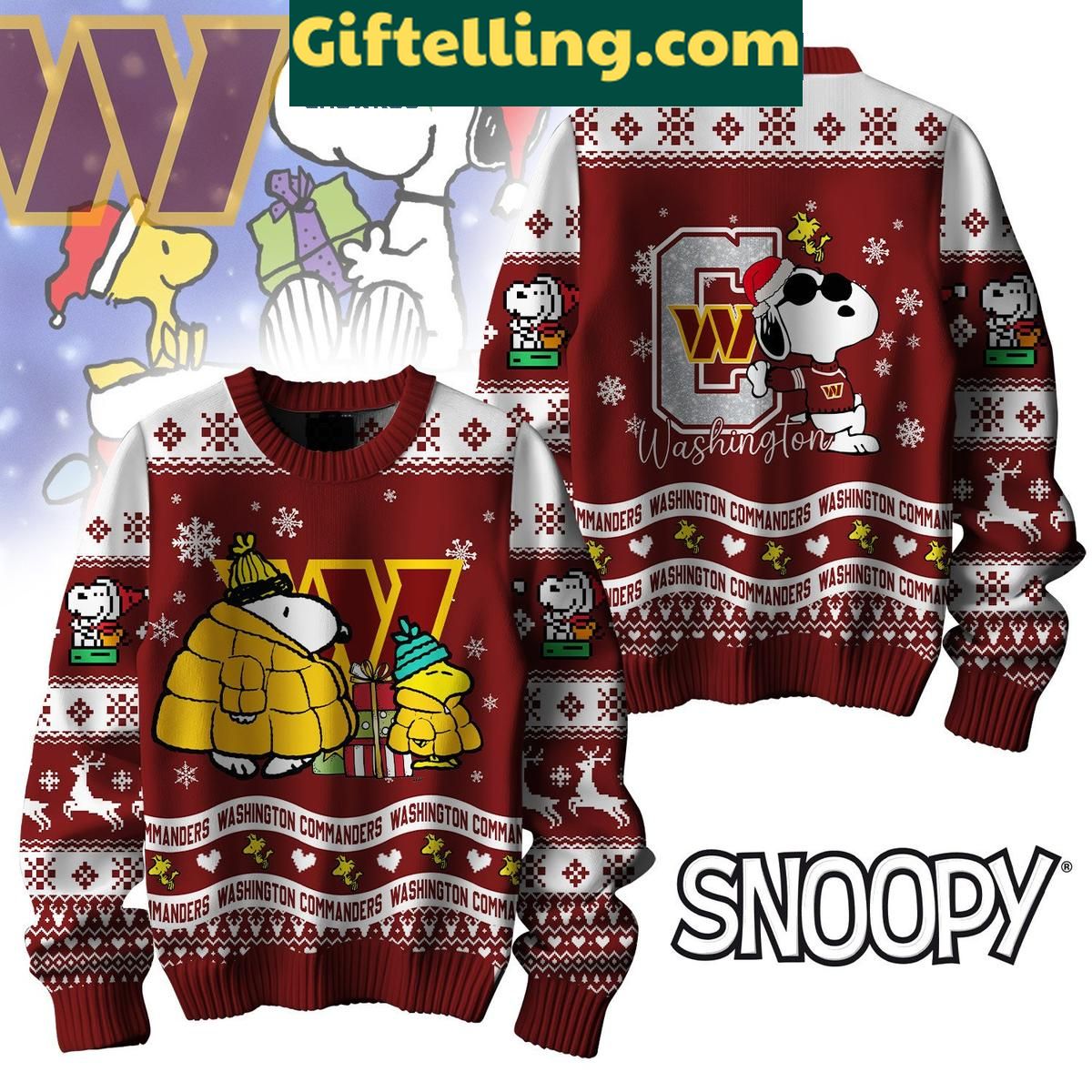 Washington Commanders Peanuts Snoopy Ugly Sweater Christmas Gift Washington Commanders Peanuts Snoopy Ugly Sweater Christmas Gift