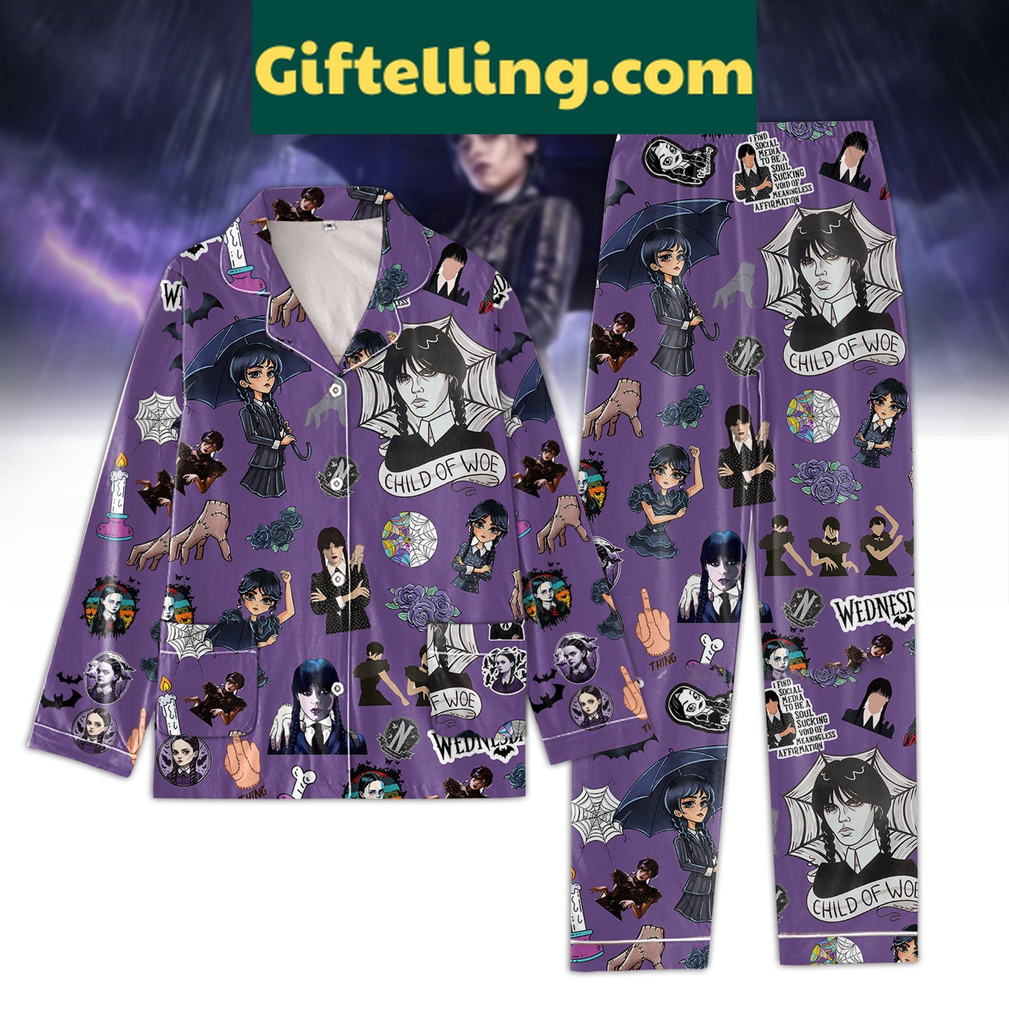 wednesday-chill-of-woe-pajamas-set-for-the-dark-and-moody-soul-1 Wednesday Chill of Woe Pajamas Set for women
