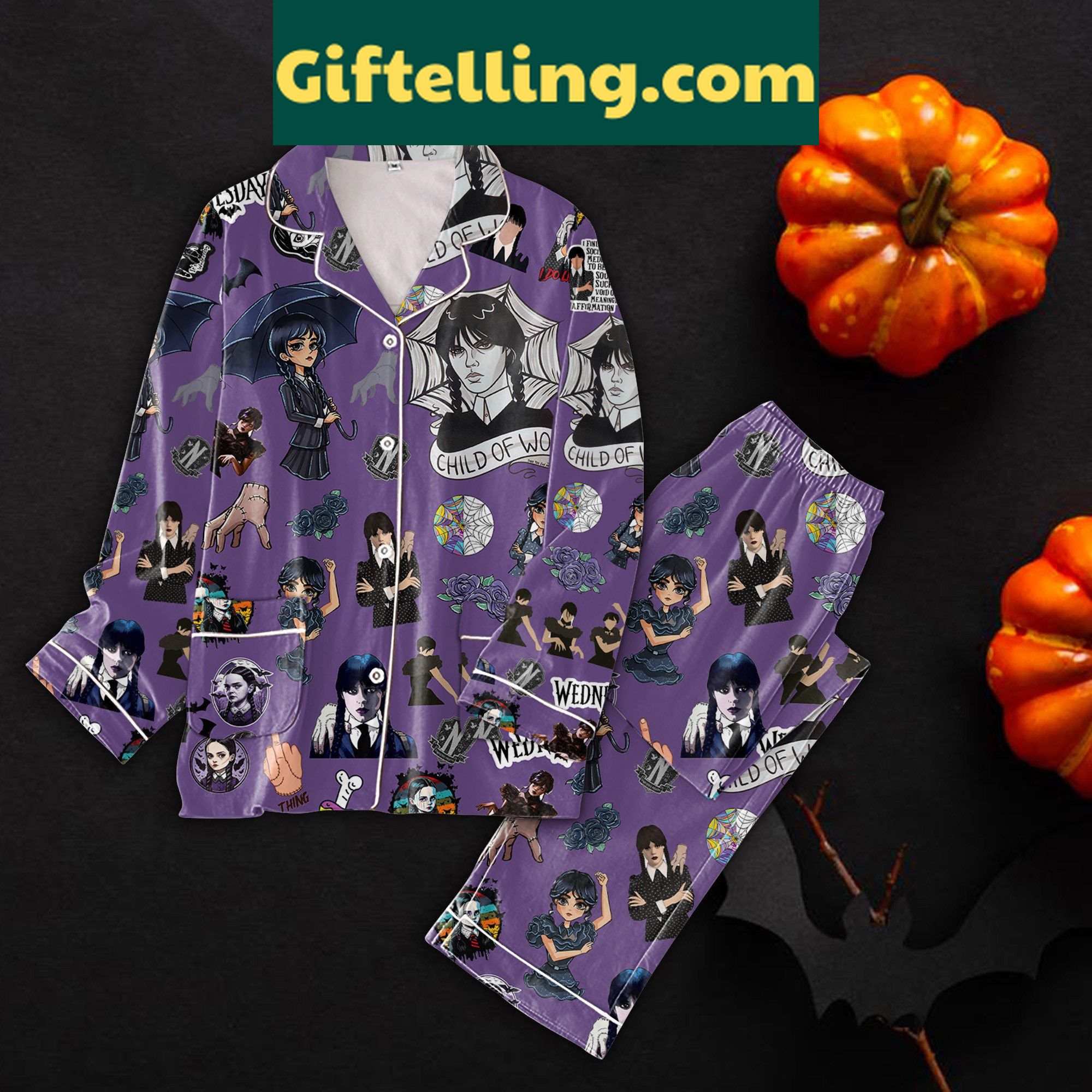 wednesday-chill-of-woe-pajamas-set-for-the-dark-and-moody-soul-2 Wednesday Chill of Woe Pajamas Set for women