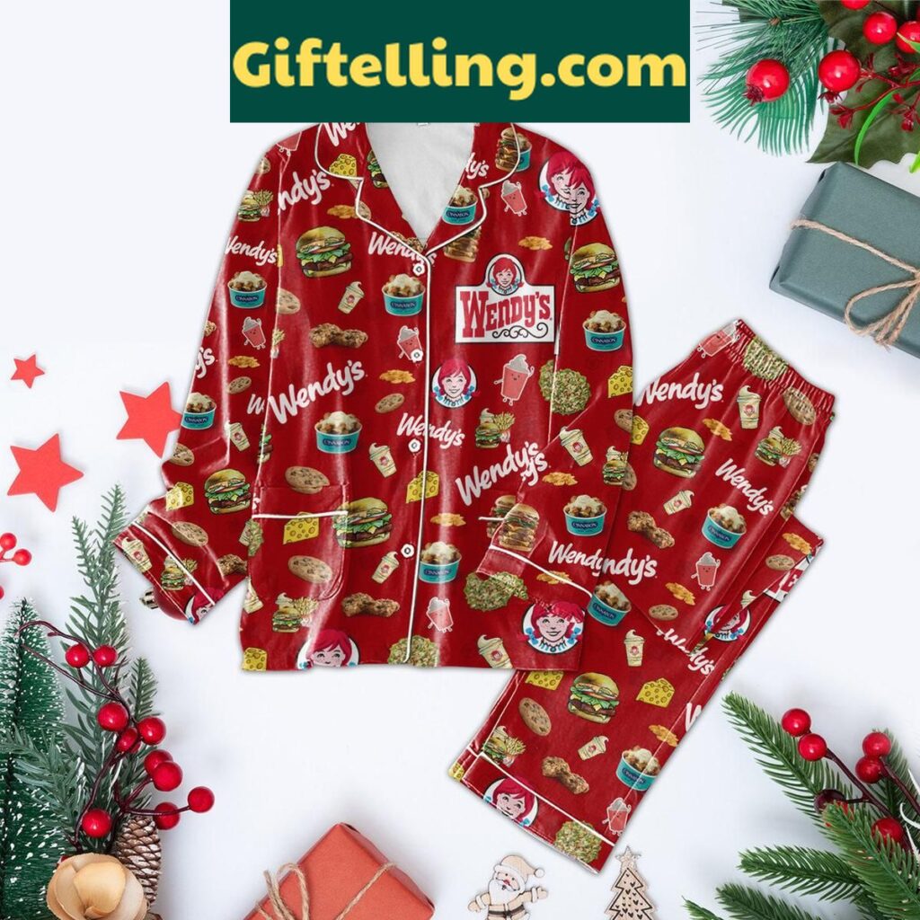 Wendy's Food Yummy Time Christmas Polyester Pajamas Set