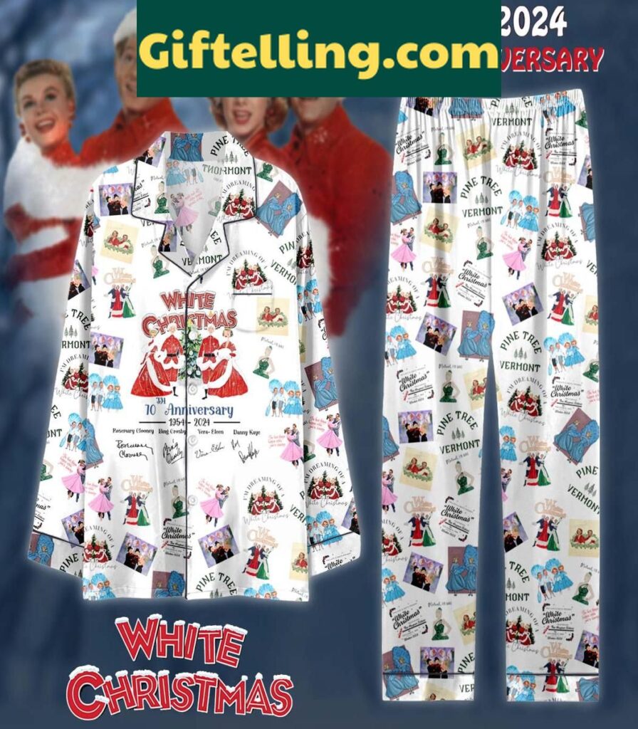 White Christmas 70th Anniversary 1954-2024 Polyester Pajamas Set