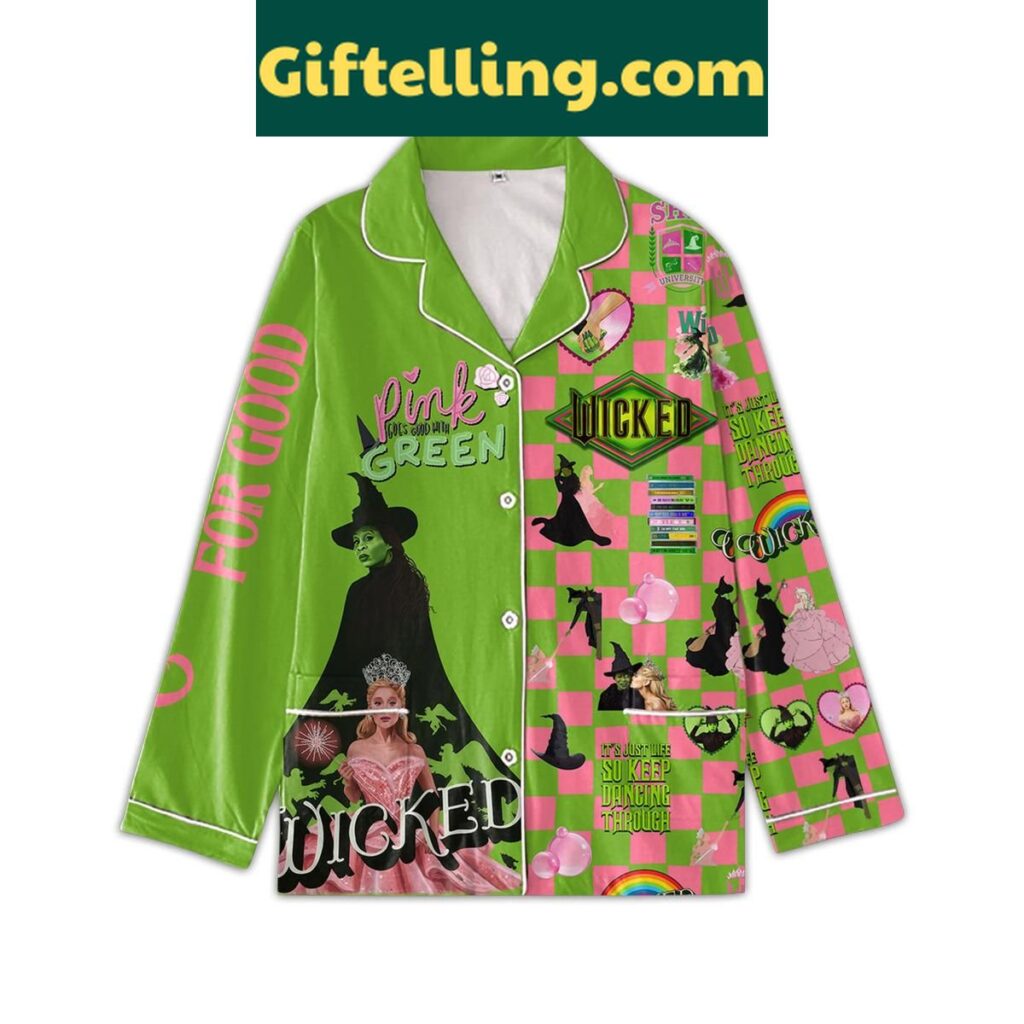 Women's Wicked Pink Goes Good With Green Pajamas Set