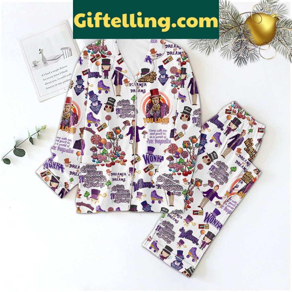 Willy Wonka Dreamer Of The Dreams White Edition Polyester Pajamas Set