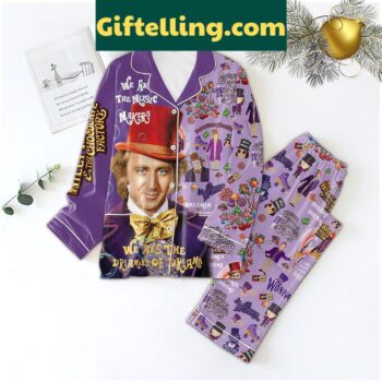 Willy Wonka kid's purple polyester pajamas set with dreamer design