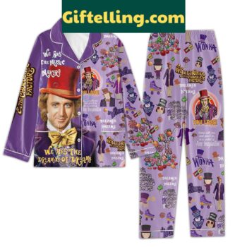 Willy Wonka kid's purple polyester pajamas set with dreamer design