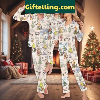 Winnie The Pooh 2024 Christmas Family Polyester Pajamas Set
