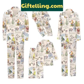Winnie The Pooh 2024 Christmas Family Polyester Pajamas Set