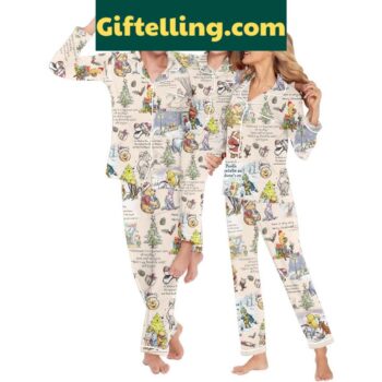 Winnie The Pooh 2024 Christmas Family Polyester Pajamas Set