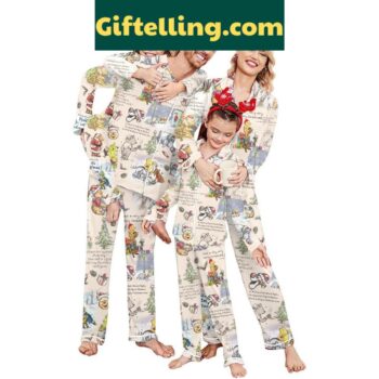 Winnie The Pooh 2024 Christmas Family Polyester Pajamas Set