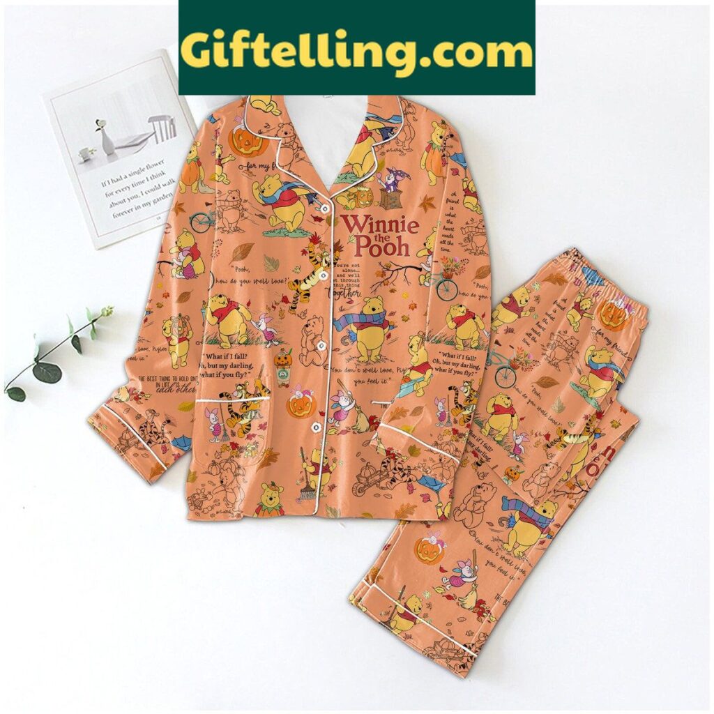 Winnie The Pooh Christmas Pajamas Set with festive holiday design