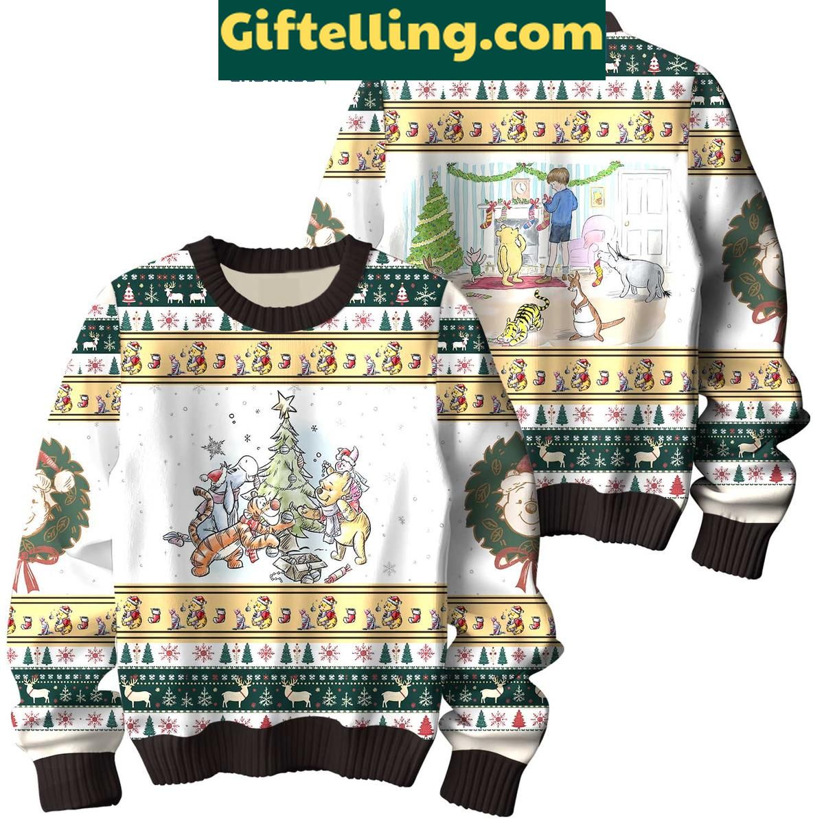 Winnie The Pooh Merry Christmas Ugly Sweater Gift for Disney Fans Winnie The Pooh Merry Christmas Ugly Sweater