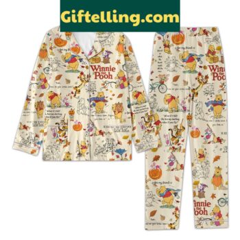 Winnie the Pooh You Don't Smell Love You Feel It Pajamas Set laying flat on a surface