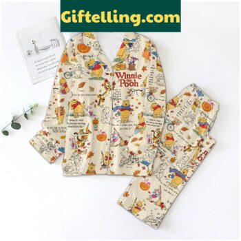 Winnie the Pooh You Don't Smell Love You Feel It Pajamas Set laying flat on a surface