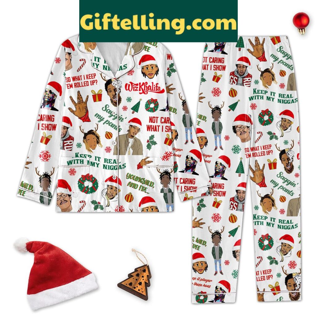 Wiz Khalifa Youngblood And Free Christmas Polyester Pajamas Set, hip-hop themed holiday pajamas