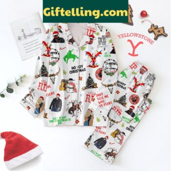 Yellowstone holiday polyester pajamas set with long sleeves and Christmas theme