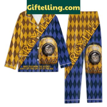 Argylle polyester pajamas set with vibrant colors and playful design