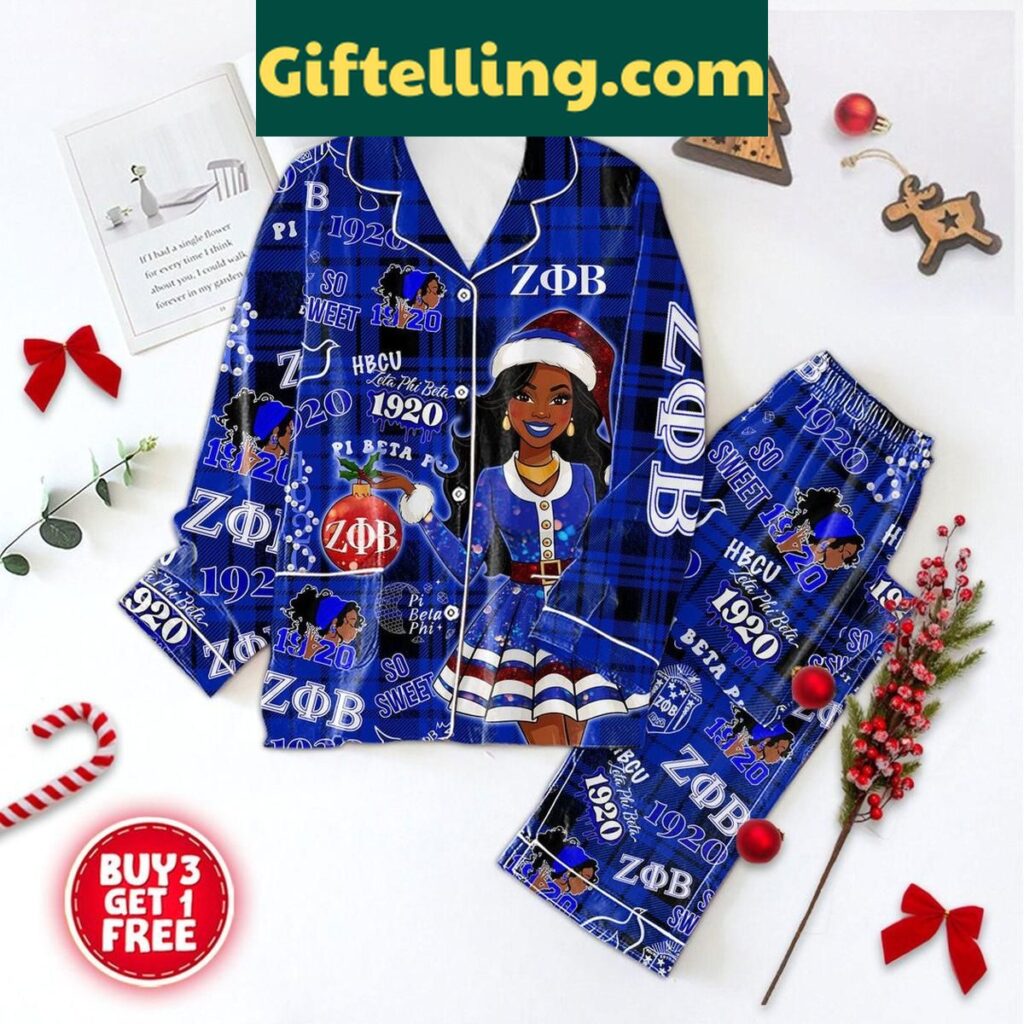 Zeta Phi Beta Christmas Confident Fierce Queen Polyester Pajamas Set