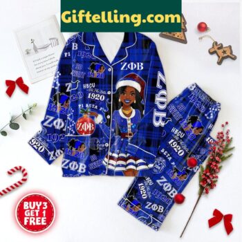Zeta Phi Beta Christmas Confident Fierce Queen Polyester Pajamas Set