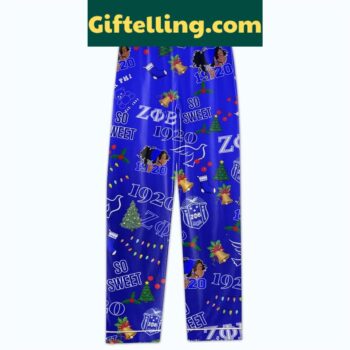 Zeta Phi Beta Merry Christmas Soror 2024 Polyester Pajamas Set, women's long-sleeved pajama set with holiday design