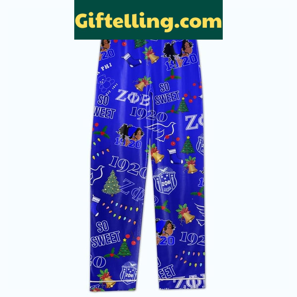 Zeta Phi Beta Merry Christmas Soror 2024 Polyester Pajamas Set Zeta Phi Beta Merry Christmas Soror 2024 Polyester Pajamas Set, women's long-sleeved pajama set with holiday design
