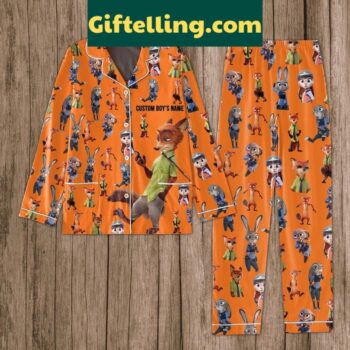 Zootopia Fox and Rabbit Love Couple Polyester Pajamas Set for couples lounging