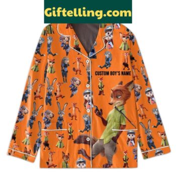 Zootopia Fox and Rabbit Love Couple Polyester Pajamas Set for couples lounging