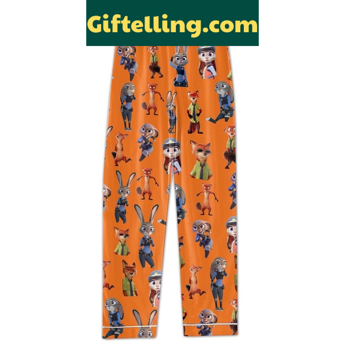 Zootopia Fox And Rabbit Love Couple Polyester Pajamas Set Zootopia Fox and Rabbit Love Couple Polyester Pajamas Set for couples lounging