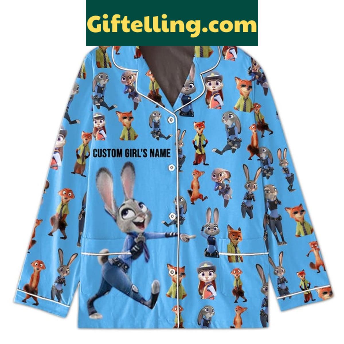 Zootopia Fox And Rabbit Love Couple Polyester Pajamas Set Zootopia Fox and Rabbit Love Couple Polyester Pajamas Set for couples lounging