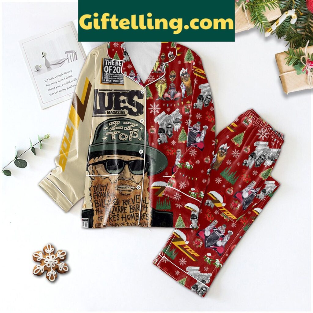 ZZ Top America Rock Band Christmas Silk Pajamas Set