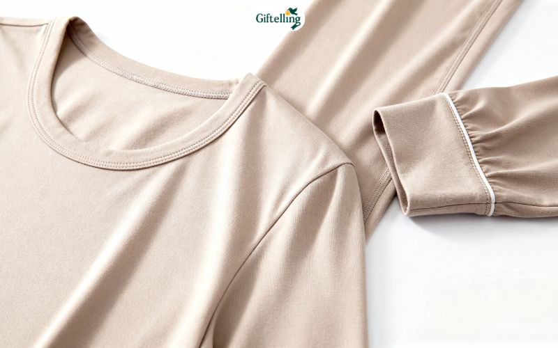 Smooth comfortable pajamas showing flat seams tagless design and irritation-free construction details