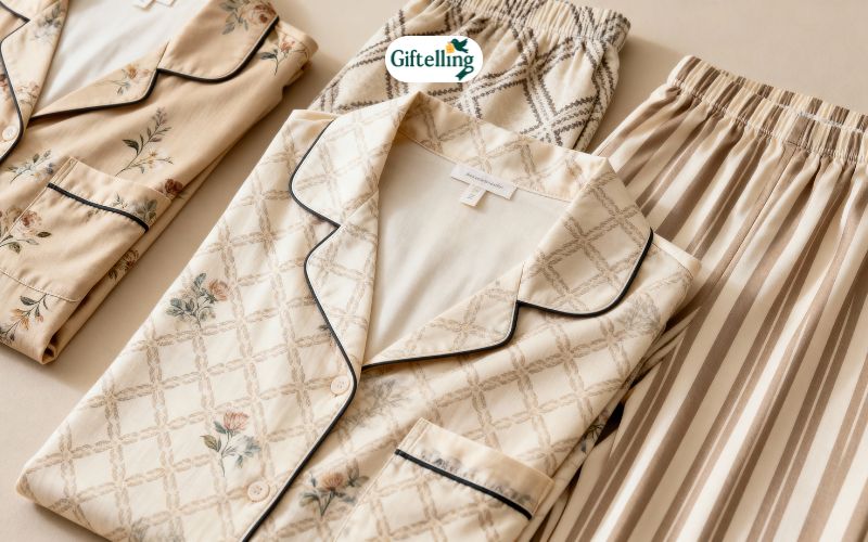 Refined prints and patterns on pajama sets showing sophisticated designs for all-day loungewear