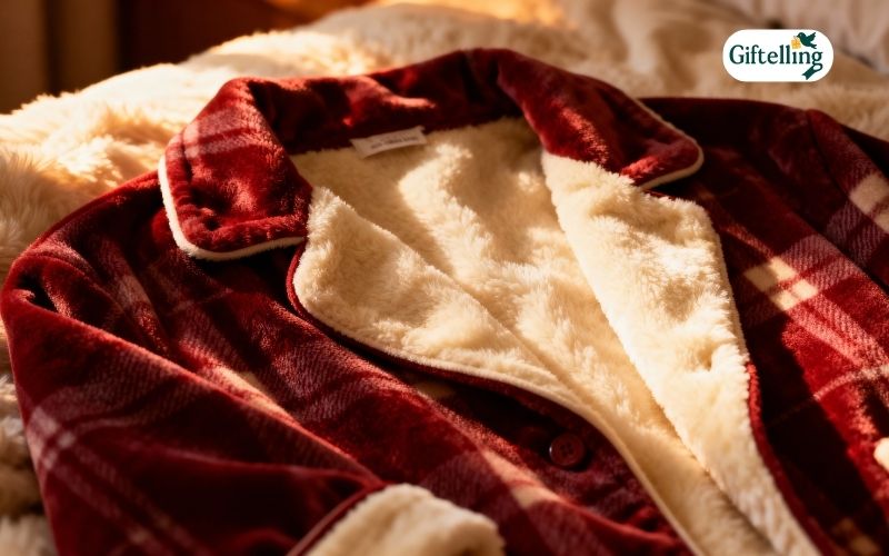 cozy flannel pajamas showing brushed texture and warm winter sleepwear for cold weather comfort