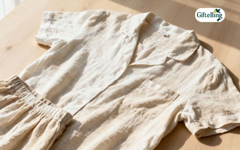 breathable linen pajamas showing natural texture and summer sleepwear ideal for hot weather