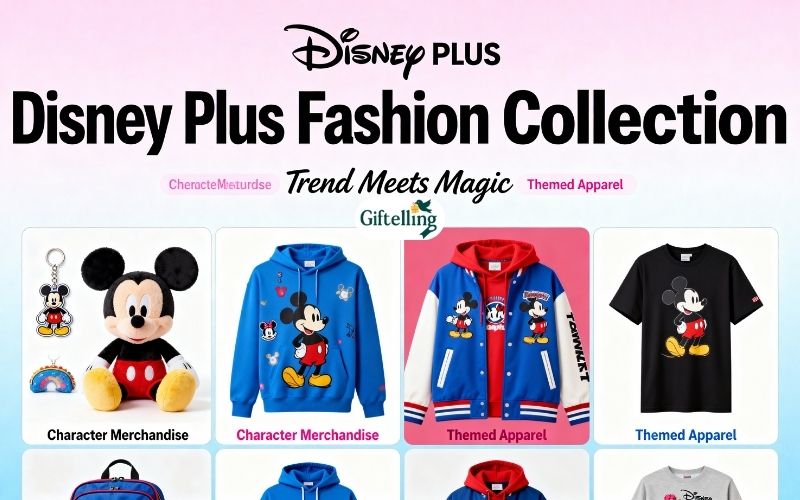 Disney Plus streaming platform showing fashion-inspired content with stylish character merchandise and trendy Disney-themed clothing designs