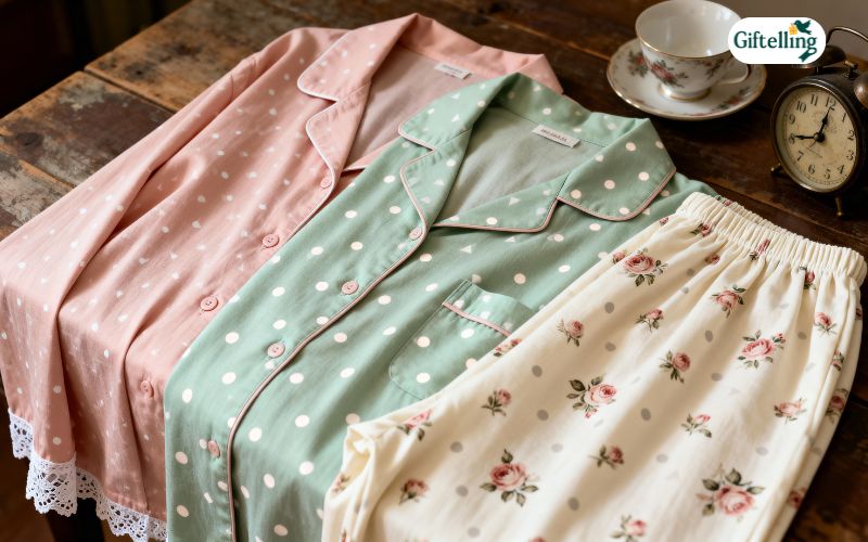 Vintage-inspired matching pajamas showing nostalgic appeal and timeless coordinated sleepwear design