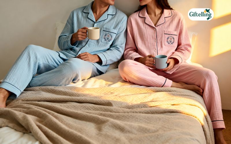 Social media content featuring matching pajamas showing Instagram-worthy coordinated sleepwear aesthetics