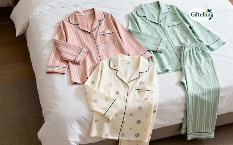 Aesthetic coordination of matching pajama sets showing visual harmony and effortless style