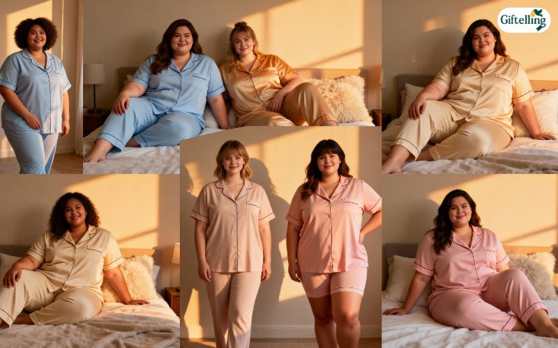 different body types wearing properly fitted pajamas showing importance of size flexibility in sleepwear
