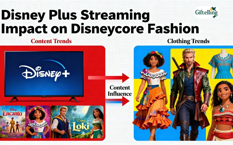 Disney Plus streaming impact on Disneycore fashion showing connection between content and clothing trends